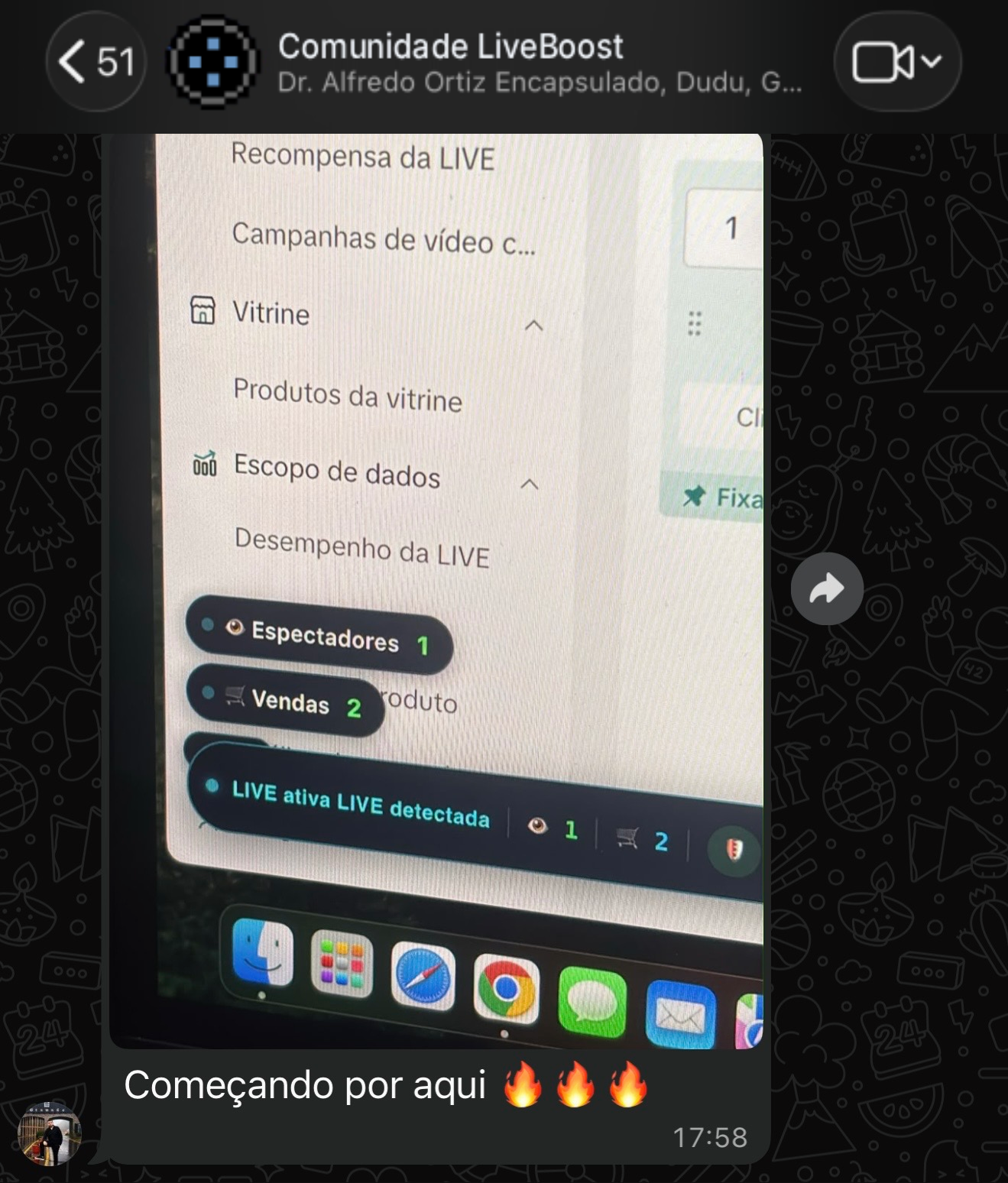 LIVE detectada e vendas rolando no automático